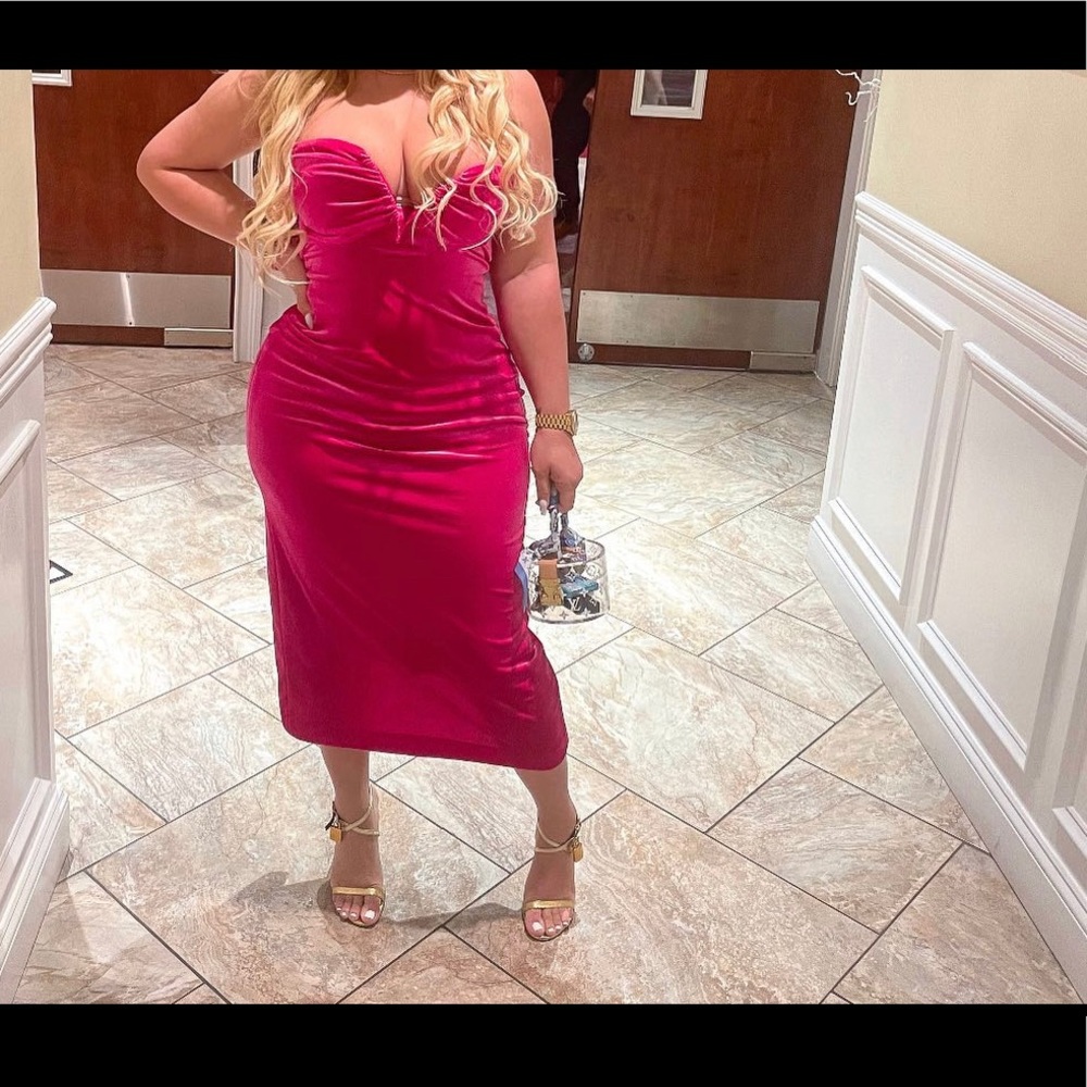 Pink velvet dress